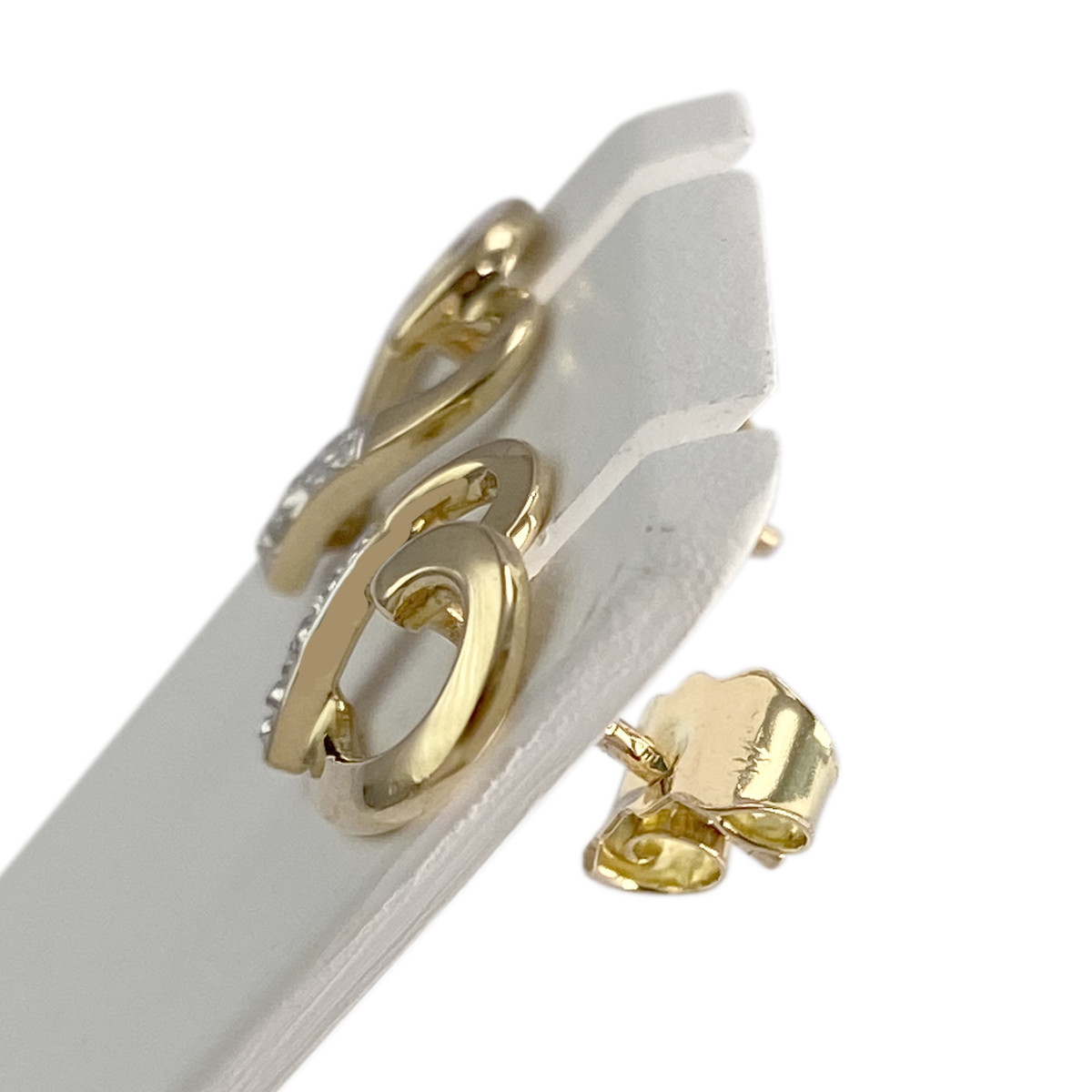 Boucles d'oreilles d'occasion  or 2 tons 750 coeur diamants - vue 2