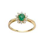 Bague d'occasion or 750 jaune émeraude, diamants - vue 1