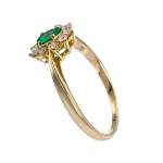 Bague d'occasion or 750 jaune émeraude, diamants - vue 2
