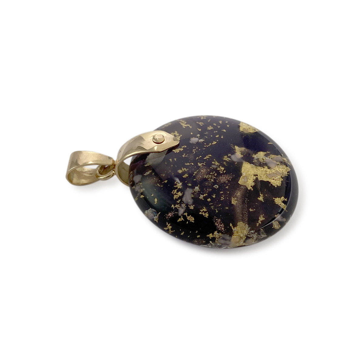 Pendentif d'occasion or 585 jaune, verre violet - vue 3
