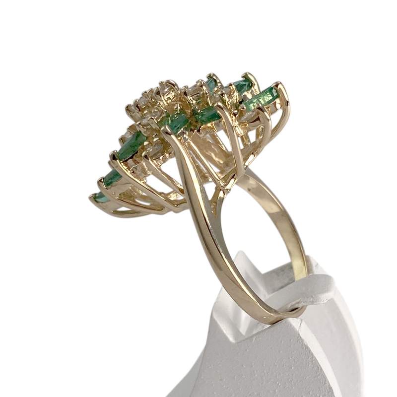 Bague d'occasion or 585 jaune émeraudes, diamants - vue 2