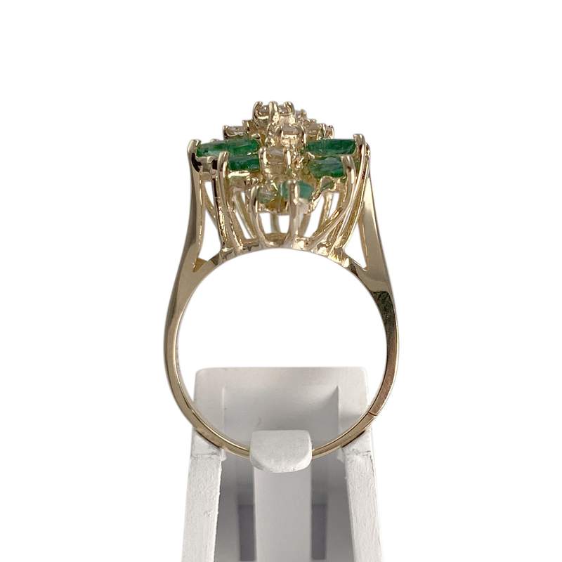 Bague d'occasion or 585 jaune émeraudes, diamants - vue 3