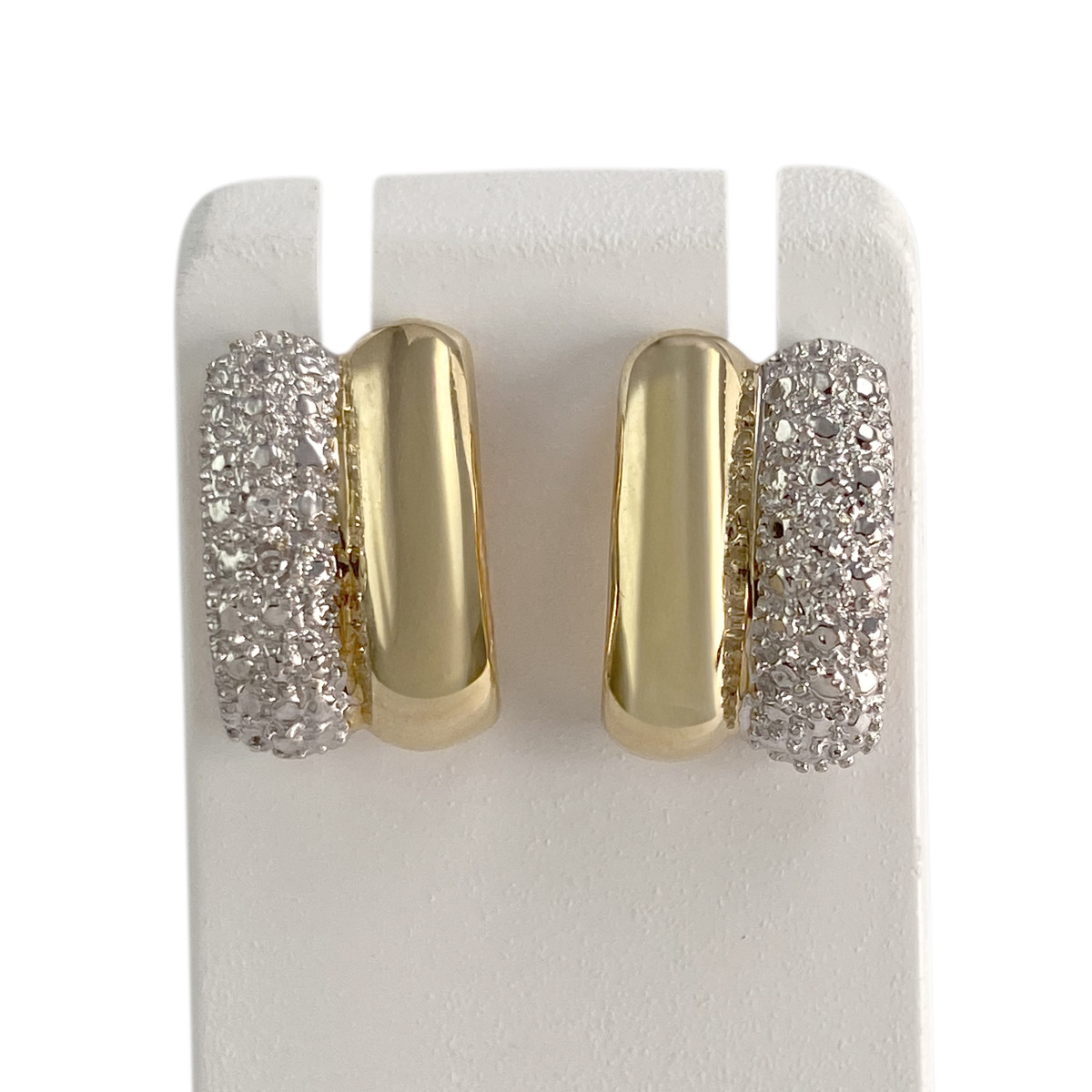 Boucles d'oreilles d'occasion or 2 tons 750 jaune diamants