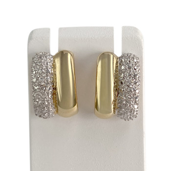 Boucles d'oreilles d'occasion or 2 tons 750 jaune diamants