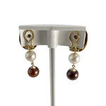 Boucles d'oreilles d'occasion or 750 jaune saphirs, perles de culture - vue 3