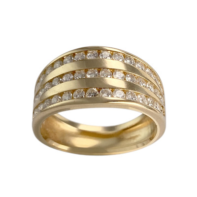 Tweedehands gouden ring 750 gele diamanten