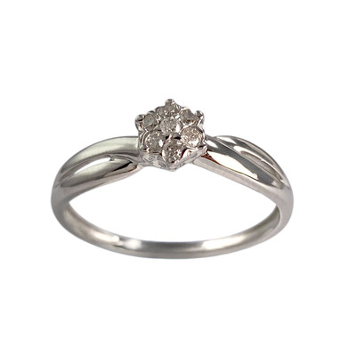 Bague d'occasion or 750 blanc diamants - vue 1