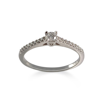 Tweedehands goud 750 witte diamanten ring