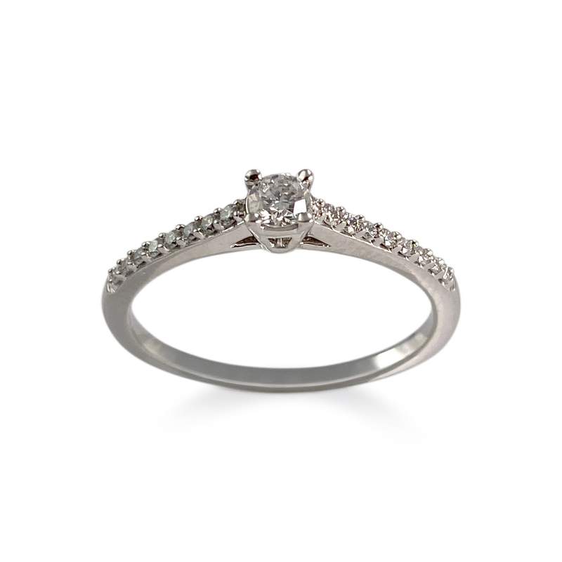 Bague d'occasion or 750 blanc diamants - vue 1