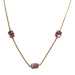 Collier d'occasion or 750 jaune maille forçat tourmalines roses - vue 1