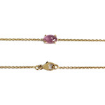 Collier d'occasion or 750 jaune maille forçat tourmalines roses - vue 3