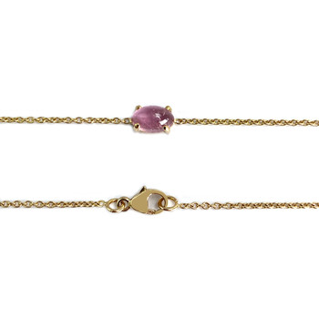 Collier d'occasion or 750 jaune maille forçat tourmalines roses