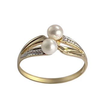 Bague d'occasion  or 750 2 tons perles de culture