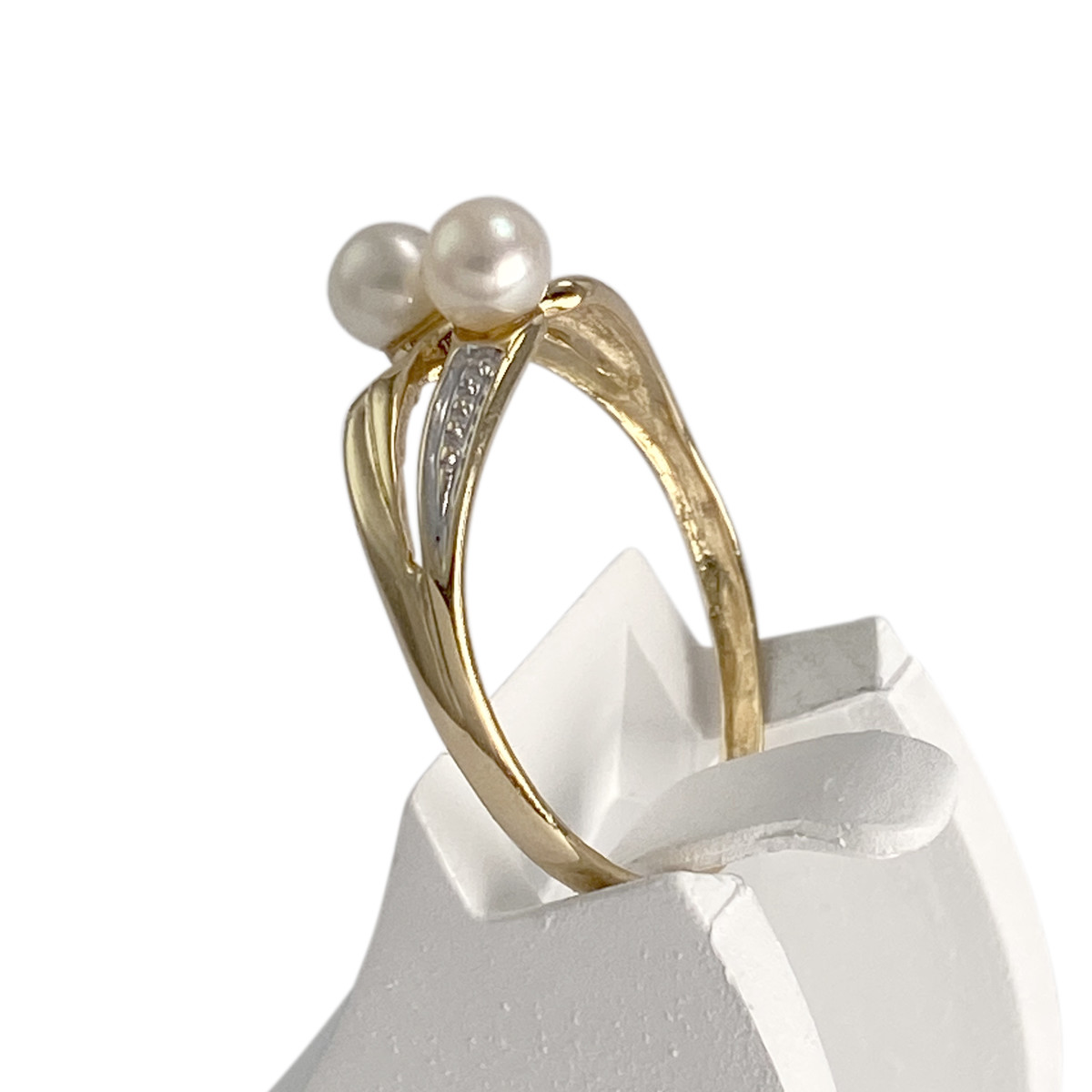 Bague d'occasion  or 750 2 tons perles de culture - vue 2