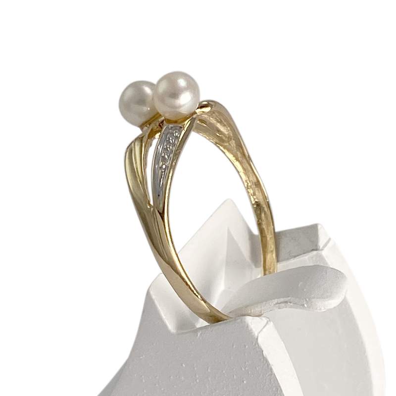 Bague d'occasion  or 750 2 tons perles de culture - vue 2