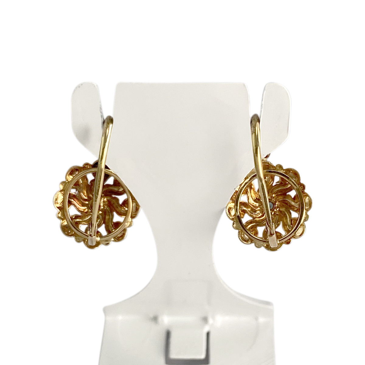 Boucles d'oreilles d'occasion or 750 jaune saphirs - vue 3