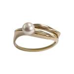 Bague d'occasion or 750 jaune perle de culture - vue 1