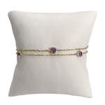 Bracelet d'occasion or 585 jaune maille forçat améthystes - vue 1