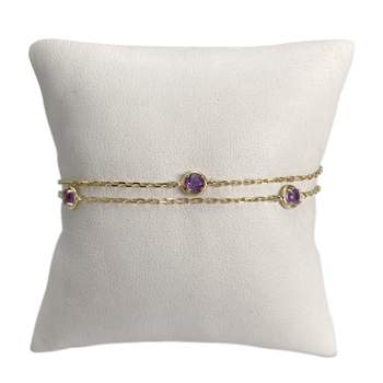 Bracelet d'occasion or 585 jaune maille forçat améthystes