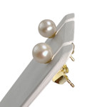 Boucles d'oreilles d'occasion or 750 jaune perles de culture - vue 2