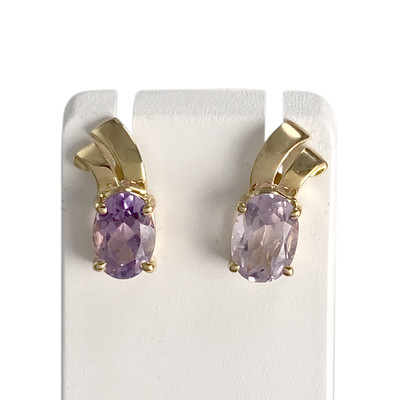 Boucles d'oreilles d'occasion or 750 jaune améthystes - vue 1