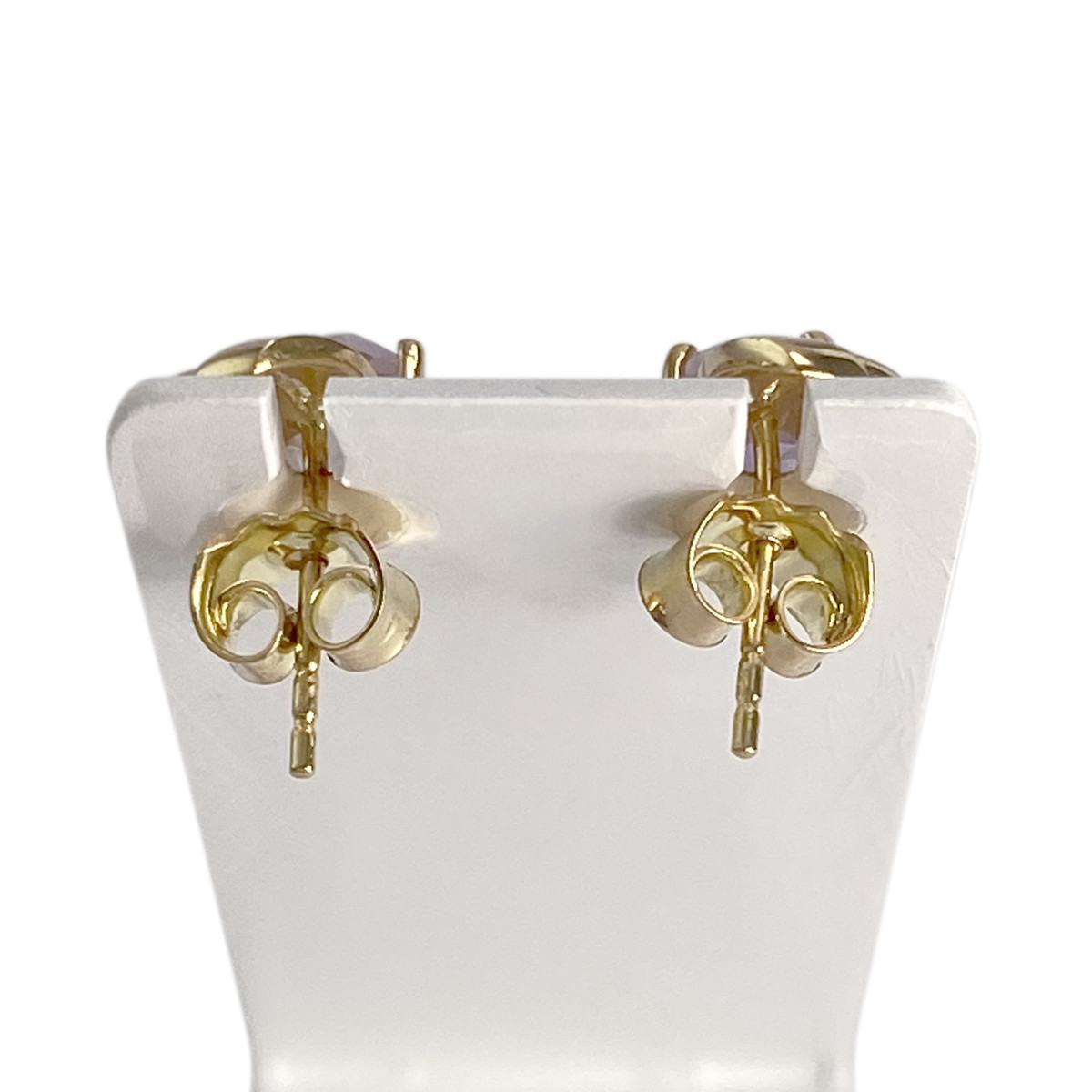 Boucles d'oreilles d'occasion or 750 jaune améthystes - vue 3