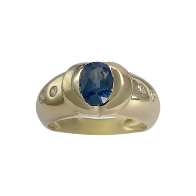 Bague d'occasion or 750 jaune saphir, diamants - vue 1