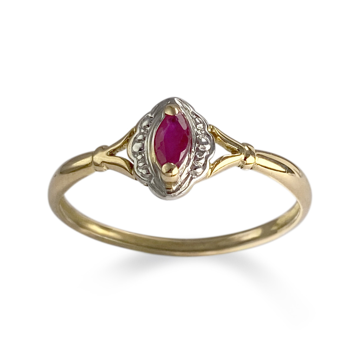 Bague d'occasion  or 2tons 750 rubis