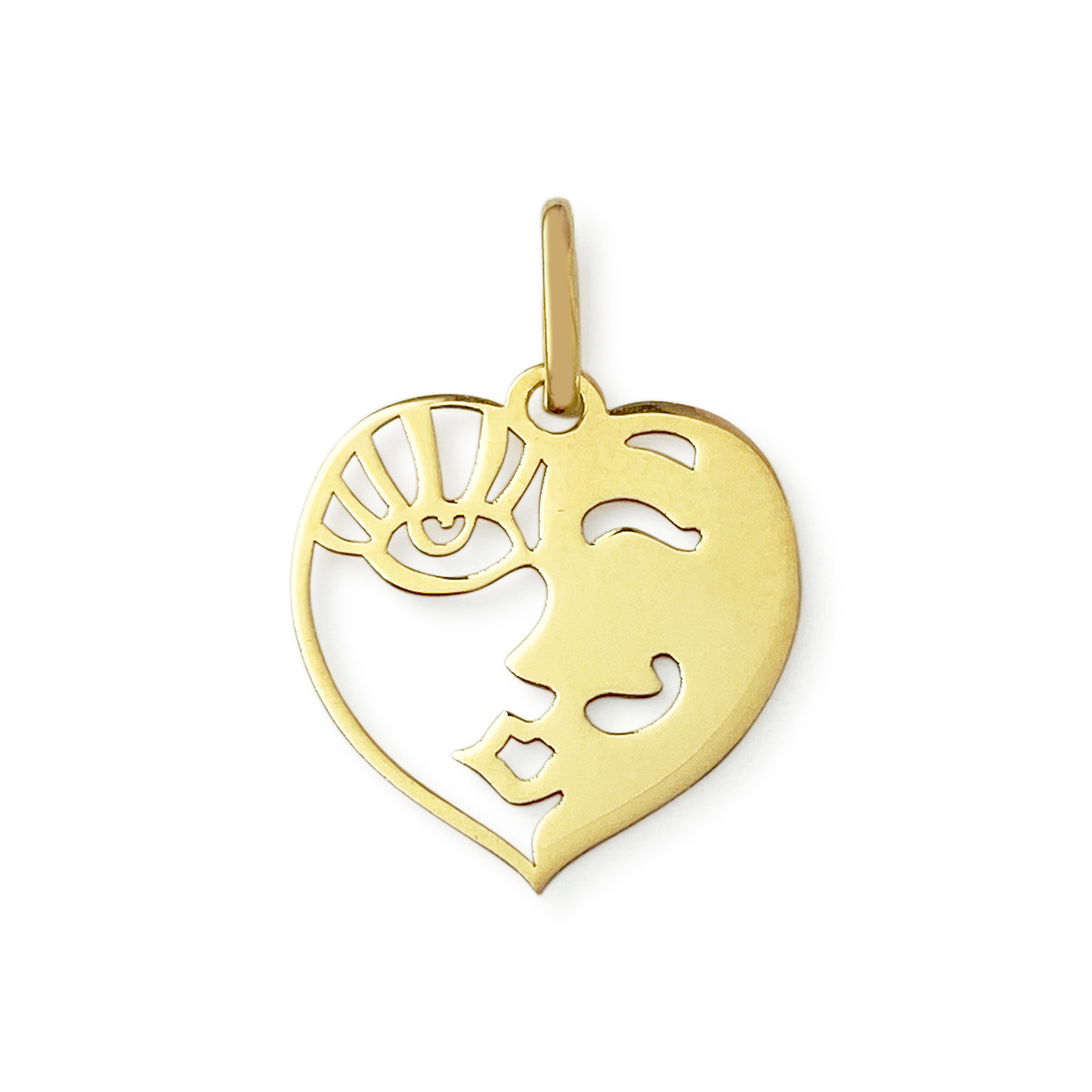 Pendentif d'occasion or 750 jaune coeur  visage