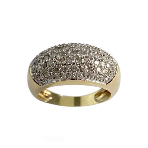 Tweedehands gouden ring 750 2 toon diamanten