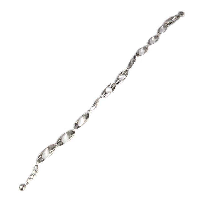 Bracelet d'occasion or 375 blanc maille fantaisie - vue 2
