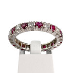Bague d'occasion or 750 blanc rubis diamant - vue 1