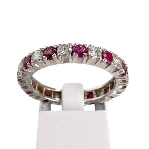 Bague d'occasion or 750 blanc rubis diamant