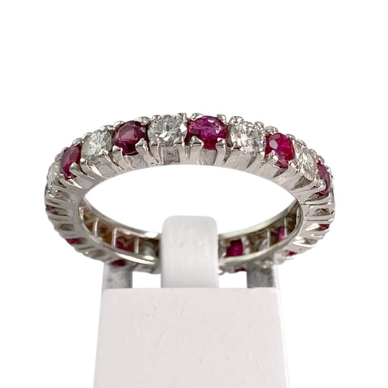 Bague d'occasion or 750 blanc rubis diamant - vue 1
