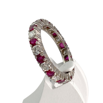 Bague d'occasion or 750 blanc rubis diamant