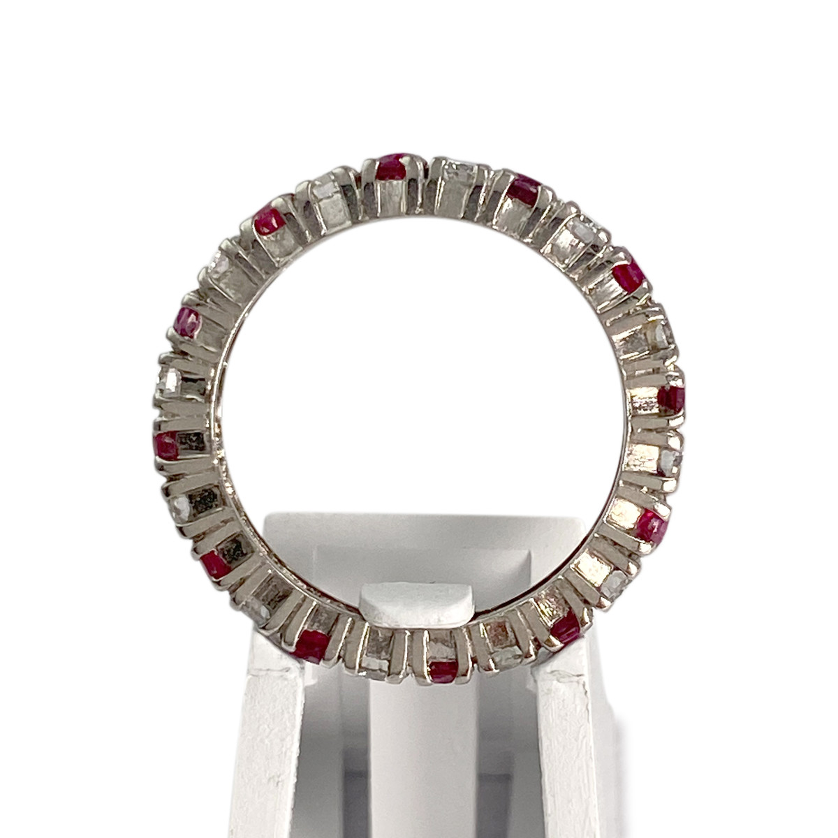 Bague d'occasion or 750 blanc rubis diamant - vue 3