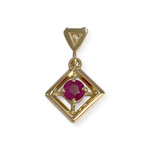 Pendentif d'occasion or 750 jaune rubis diamant - vue 1
