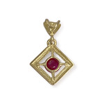 Pendentif d'occasion or 750 jaune rubis diamant - vue 2