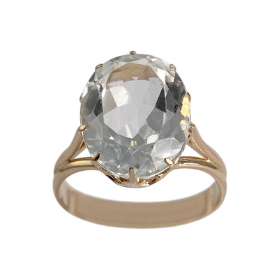 Bague d'occasion or 750 jaune aigue marine