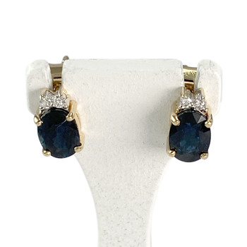 Boucles d'oreilles d'occasion or 750 jaune diamant saphir