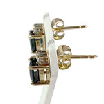 Boucles d'oreilles d'occasion or 750 jaune diamant saphir - vue 2