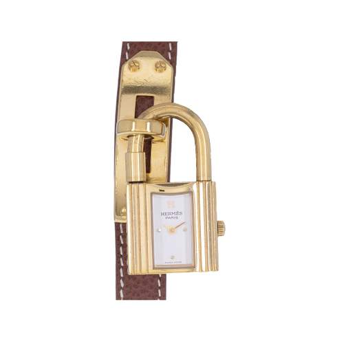 Used HERMES Kelly ladies quartz watch leather strap cresus