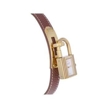Used HERMES Kelly ladies quartz watch leather strap cresus