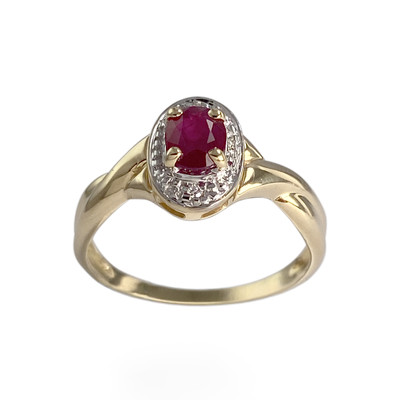 Bague d'occasion or 750 2 tons diamant rubis - vue 1