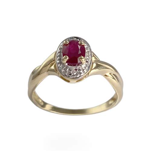 Bague d'occasion or 750 2 tons diamant rubis