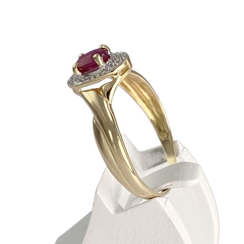 Pre-owned 18K two-tone gold ring with diamonds and rubies - view 2