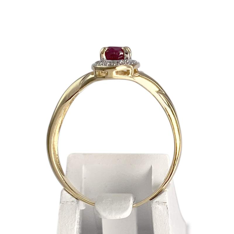 Pre-owned 750 two-tone gold ring with diamonds and rubies - view 3