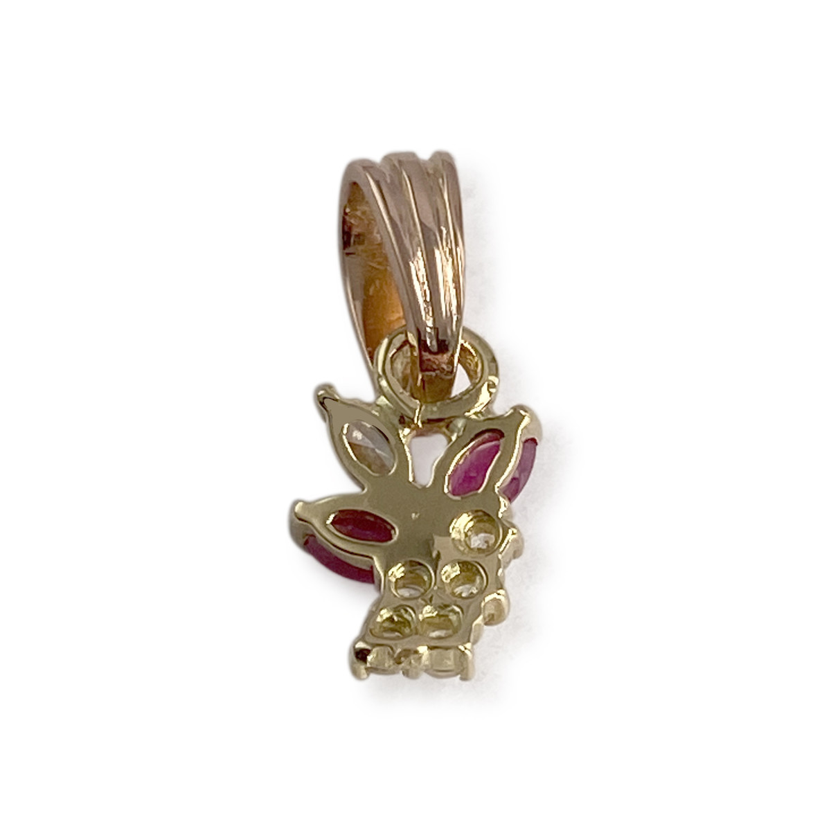 Pendentif d'occasion or 750 jaunezirconias rubis - vue 2