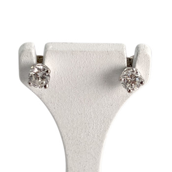 Tweedehands gouden 750 witte diamanten oorbellen