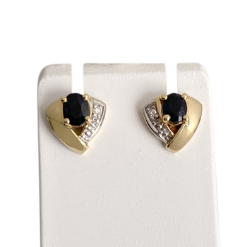 Boucles d'oreilles d'occasion or 750 2 tons diamant saphir